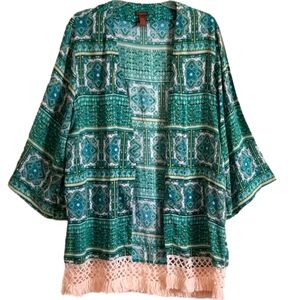 Copper Key Women's Tassel Hem Kimono/Duster